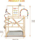 HPAWHOMEPART Bird Playground, Parrots Playstand for Small to Medium Birds, Perch Stand with 3 Ladders Playgym with Rope Perch, Swings Feeder Cups Bird Cage Accessories for Conure Cockatiel Lovebirds