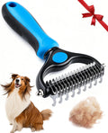 Pet Grooming Tool for Dogs & Cats - Dematting Comb, Double Sided Pet Grooming Brush for Removing Loose Hair, Mats, Tangles & Undercoat, Stainless Steel Grooming Tool for Long & Short Hair (Blue)