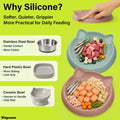 Wingcases Cat Bowls 2pcs Silicone Shallow Plates, Anti-Slip Dishwasher Safe Food and Water Dishes for Kittens