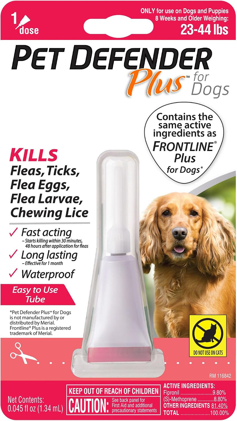 Pet Defender Plus for Dogs & Puppies Flea & Tick Topical, 1 Count, 8 Weeks and Older Weighing 23-44 lbs