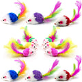 VOVIGGOL Cat Mice Toys for Indoor Cats 12PCS, 5 Color Variety Mouse Cat Toy for Cats, Furry Cat Toy Mice Rattle Small Mouse Kitten Interactive Play