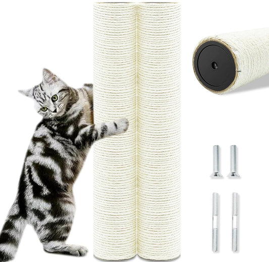 SIYIPURR Cat Scratching Post Replacement Pole, 2 PCS 15.7in Cat Tree Replacement Post, Natural Sisal Cat Tree Replacement Parts with M8 Screws, Cat Scratch Post for Refurbishment (15.7in/40cm)
