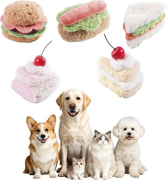 5Pcs Plush Pet Toy, Realistic Food Shaped Chew Toy for Cat, Relieve Boredom (5)