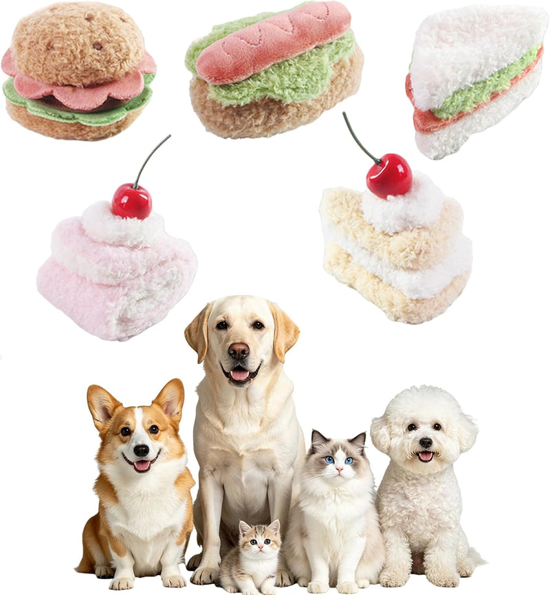 5Pcs Plush Pet Toy, Realistic Food Shaped Chew Toy for Cat, Relieve Boredom (5)
