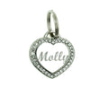 Custom Engraved Personalized Stainless Steel Small Heart Rhinestones Dog Cat Pet ID Jewelry Bling Tag