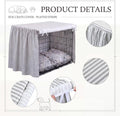 36 Inches Ruffled Dog Crate Cover Gray Stripes Dog Crate Cover