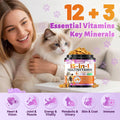 Taurine for Cats Vitamins Treats, 15 in 1 Cat Multivitamin Support Joint, Skin Coat, Digestion, Immunity & Energy, 500 Crunchy & Creamy Chews with Essential Vitamin for Cats All Ages (90-Day Supply)