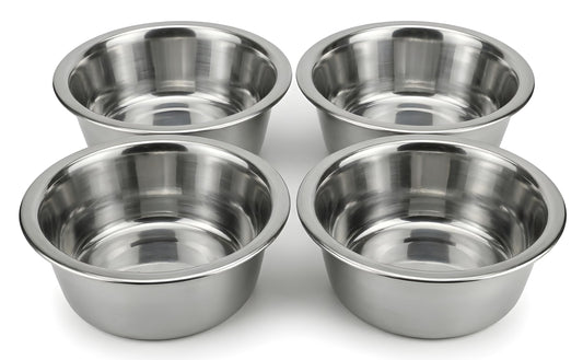 Stainless Steel Cat & Dog Bowls, 16 oz Each, Small Pet Feeding Dishes for Food & Water, Lightweight & Durable, 4 Pack