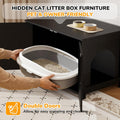Cat Litter Box Enclosure Furniture Dog Proof, Hidden Kitty Washroom Cabinet Low Entry, Wooden Cat Boxes Enclosure Odor C