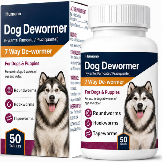 7 Way Dewormer for Dogs for Tapeworm, Roundworm & Hookworm in Large Dogs & Puppies