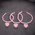 XKSRWE Dog Cat Pearls Necklace Collar with Rhinestones Heart Charm Pendant Pet Puppy Jewelry (Medium, Pink)