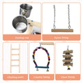 Hamiledyi Bird Playground Parrot Play Stand Parakeet Playground Play Gym with Feeder Cups,Swings, Ladder and Tray, Natural Wood Bird Perch Stand Outside Cage fo