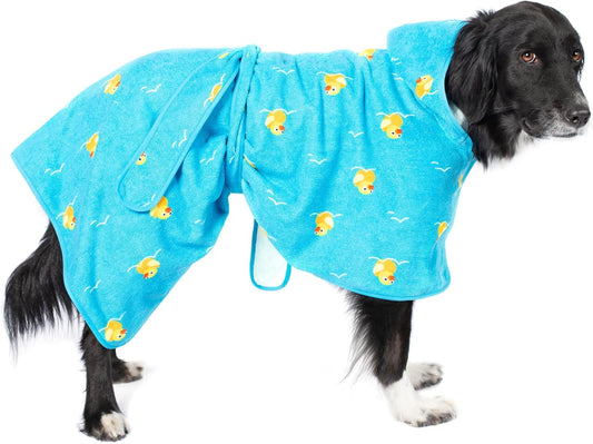 Barkbox Dog Bathrobe Fast Drying with Hook and Loop Closure & Wrap Tie Snuggle, Cute Dogs Clothes, Easy to Clean, Machin
