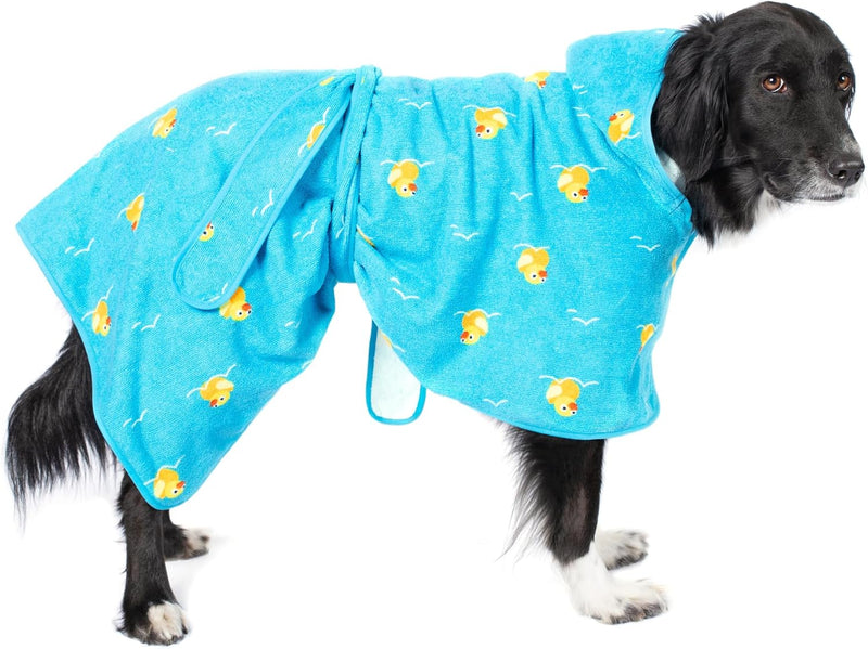 Barkbox Dog Bathrobe Fast Drying with Hook and Loop Closure & Wrap Tie Snuggle, Cute Dogs Clothes, Easy to Clean, Machin