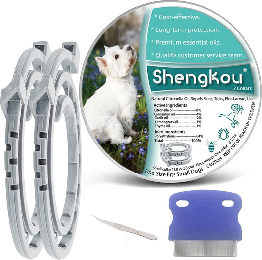 Natural Flea and Tick Collar for Puppies - 12-Month Protection, Safe Pest Control - Waterproof, Strong - Free Flea Comb 