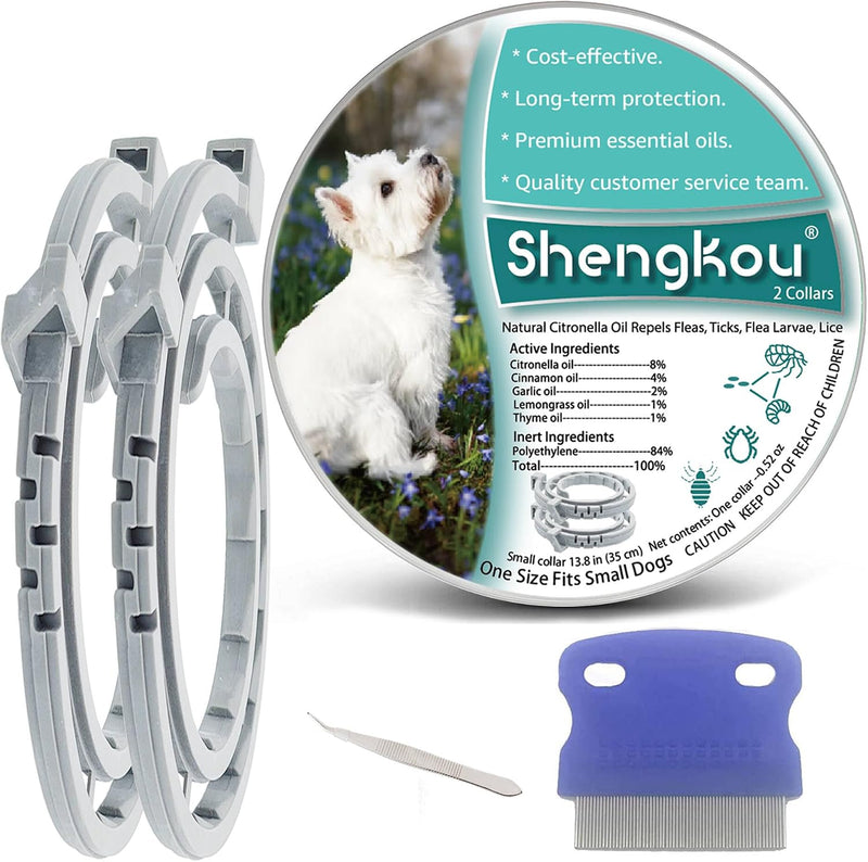 Natural Flea and Tick Collar for Puppies - 12-Month Protection, Safe Pest Control - Waterproof, Strong - Free Flea Comb 