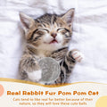 LEIFIDE 12 Pieces Real Rabbit Fur Pom Pom Kitty Cat Toy Fluffy Cat Balls Soft Fuzzy Balls for Kitty Pets Kitten Chase Quiet Play, 3 Inches in Diameter(Gray, Coffee, White)
