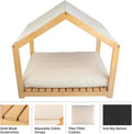 Dog House - 30x24-Inch Indoor Dog House with Soft Cushion and Adjustable Canopy - Wood Dog Furniture for Small to Medium