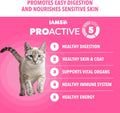 IAMS Proactive Health Sensitive Digestion & Skin Dry Cat Food, Adult Cat Food Dry Recipe with Real Turkey, 13 lb. Bag