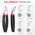 400 Pcs Hog Rings with 2 Hog Ring Pliers Kit, Straight & 45° Bent Pliers, 1", 3/4", 1/2", 3/8" Galvanized Hog Rings with