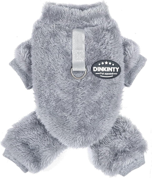 Fleece Dog Sweater Fall Dog Sweater for Small Dogs Thermal Soft Puppy Pajamas Stretchy Jumpsuit Doggie Pet Clothes for Chihuahua Teacup (Grey, XX-Small)