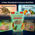 Birds LOVE Natural Garden Blend Conure Food, Sunflower Free Bird Seed Mix with Fruits, Nuts, Vegetables and Seeds, All N
