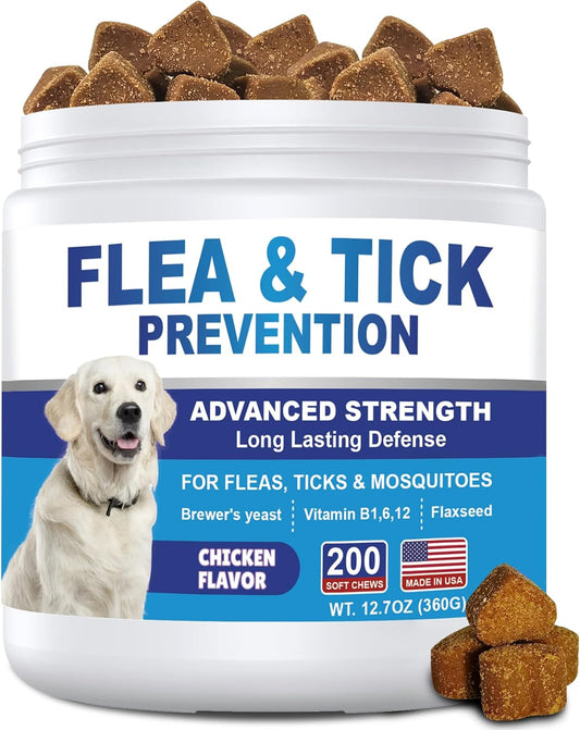 Flea and Tick Prevention for Dogs Chewables 200Ct - Flea and Tick Chews Supplement, Vet Recommended Supplement Chews, Sk
