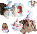Birthday Cake Snuffle Toy Set, Interactive Enrichment Plush Cake with Squeaker Candle, Treat-Hiding Pocket in Cherries, 