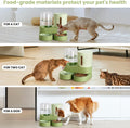 2 Pack Automatic Cat Feeder Stainless Steel Water Dispenser Gravity Food Feeder and Waterer Set with Pet Food Bowl for Small Medium Kitten Puppy Pets Large Capacity(Green)