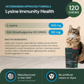 VETRISCIENCE Extra Strength Lysine Immunity Health Chews - Immunity Supplement for Cats of All Ages - Supports Immune Function, Eye Health & Cardiovascular Function - 120 Count