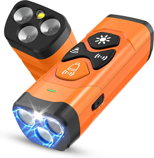 Ultrasonic Dog Bark Deterrent Device – Anti Barking Control with 3 Emitters, 4 Modes, USB-C Rechargeable, LED Flashlight