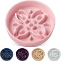 vancasso Ceramic Slow Feeder Dog Bowls, Puzzle Dog Food Bowls with Floral Maze, Anti -Slip Pet Food Dish for Medium Bree