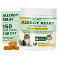 CPFK Cat Allergy Relief for Cats, 150 Soft Chews for Cat Itch and Allergy Relief with Omega-3 and Probiotics Coat Health, Immune Boost and Seasonal Allergies Chicken Flavor Chews