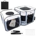 Camkinger Cat Playpen with Separate Areas, Pet Playpen Indoor House for Small Dog, 2-in-1 Waterproof Dog Crate Furniture Tent Cage Outdoor, Large Portable Pop Up Cat Enclosure Kennel for Puppy/Kitten