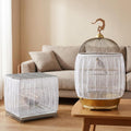 FNANJWQ 2 Pcs Bird Cage Cover Universal Bird Cage Seed Catcher, Breathable Nylon Mesh Net Cover Adjustable Soft Airy Cages Net Stretchy Skirt for Round Square Cages