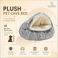 ShinHye Cat Bed Round Plush Fluffy Hooded Cat Bed Cave, Cozy for Indoor Cats or Small Dog beds, Soothing Pet Beds Doughnut Calm Anti-nxiety Dog Bed - Waterproof Bottom Washable (20×20inch, Grey)