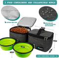 PetAmi Dog Travel Bag, Travel Pet Bag Organizer, Dog Food Travel Bag with Container Collapsible Bowls, Pet Travel Supplies Gift Accessories for Weekend Camping, Puppy Cat Diaper Bag, Charcoal Large