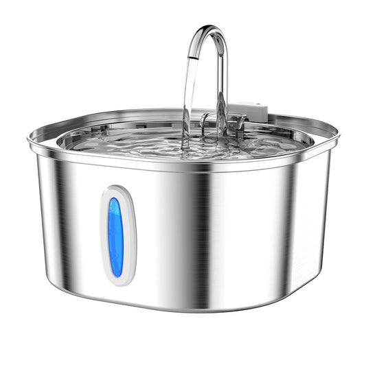 PEKTACO Stainless Steel Cat Water Fountain, 3.2L/108oz Cat Water Dispenser with Quiet Water Pump, Dishwasher Safe Pet Drinking Fountain for Cats