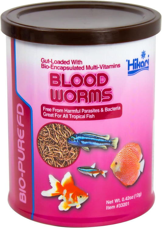Hikari® Bio-Pure® Freeze-Dried Blood Worms, High-Protein FD Treats for Tropical Fish, 0.42 oz (12g)