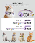 Flowers Pendant Cute Cat Collar with AirTag Holder,QR Code ID Tag