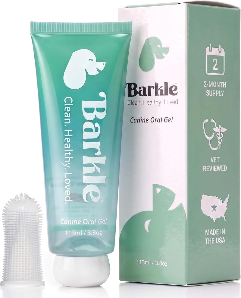 Barkle No-Brush Dog Teeth Cleaning Gel, Vet-Reviewed Mint Dental Care Kit