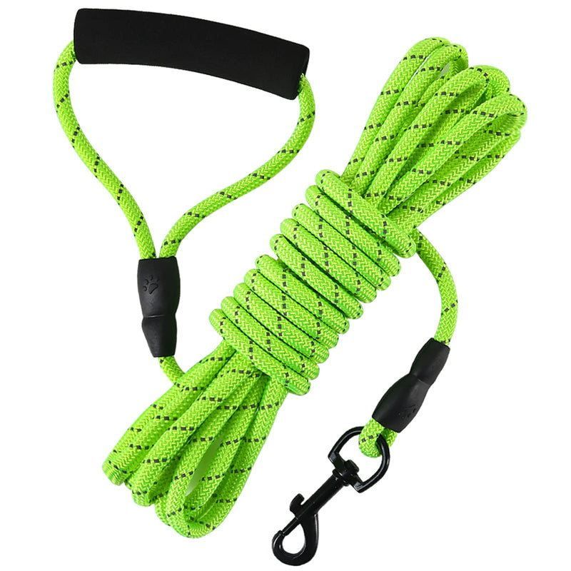 Vivifying Floating Long Dog Leash, 20ft Dog Training Leash for Swimming and Lake, Reflective Long Rope Lead with Soft Handle for Outside, Yard, Camping, Hiking and Beach (Green)