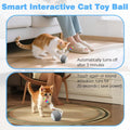 2.36 Inches Large Cat Toys Ball - Won’t Get Stuck, [Newly Upgraded] Sound & Motion-Activated, 2 Speed Fast/Slow Settings Automatic Interactive Cat Toy for Indoor Cats with 5 Tails Rechargeable - Gray