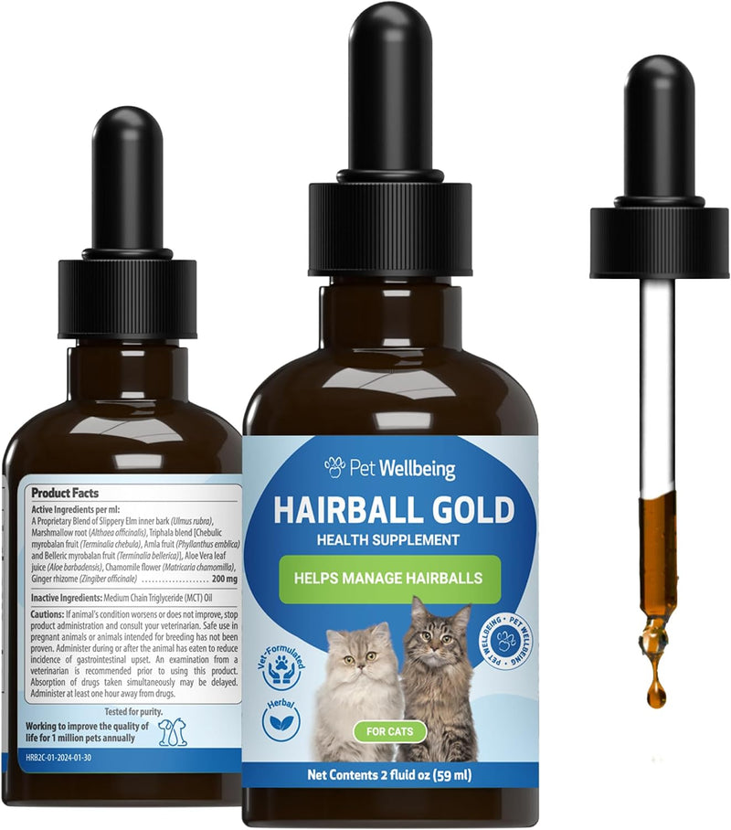 Pet Wellbeing Hairball Gold for Cats - Hairball & Digestive Support, 2 oz