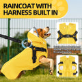 Lukovee Dog Raincoat - Waterproof Rain Jacket with Harness & Removable Hood, Reflective Double Layer Dog Rain Coat Poncho for Small Medium Large Dogs Puppy (M, Y)