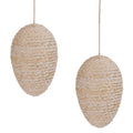 Brownlily 2 Pack Woven Corn Husk Hornet Nest - Non-Collapsing Foam Support, Waterproof Hanging Decoy for Garden, Yard, Deck Decor - Braided