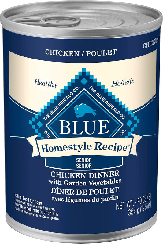 Blue Buffalo Homestyle Recipe Chicken & Vegetable Dinner Paté Natural Wet Dog Food for Senior 7+ Dogs, Made with Natural Ingredients, Vitamins & Minerals, 12.5-oz. Can (12 Count)
