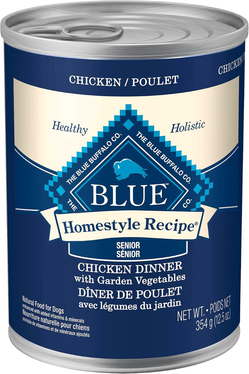 Blue Buffalo Homestyle Recipe Chicken & Vegetable Dinner Paté Natural Wet Dog Food for Senior 7+ Dogs, Made with Natural Ingredients, Vitamins & Minerals, 12.5-oz. Can (12 Count)