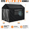 Outdoor Dog Kennel Cover 8 x 4 x 6 ft, 600D Heavy-Duty Waterproof, Full Coverage Outdoor Weather Protection with Mesh Ve