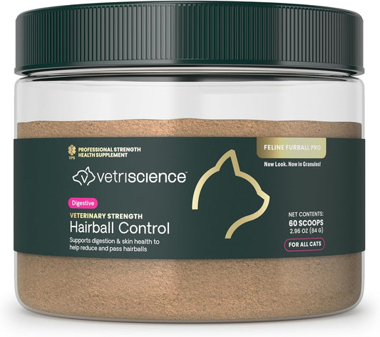 VETRISCIENCE Vet Strength Hairball Control for Cats, 60 Scoops